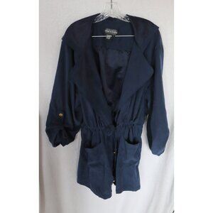 Live a Little navy blue, hooded spring jacket, drawstring waist, 3X